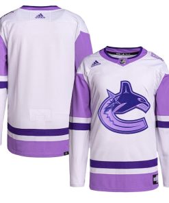 Vancouver Canucks adidas Hockey Fights Cancer Primegreen Authentic Blank Practice Jersey - White/Purple
