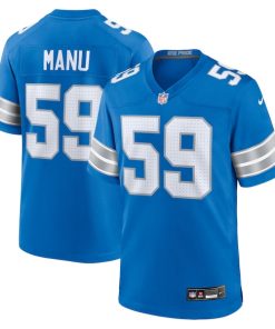 Giovanni Manu Detroit Lions Nike Team Game Jersey -  Blue