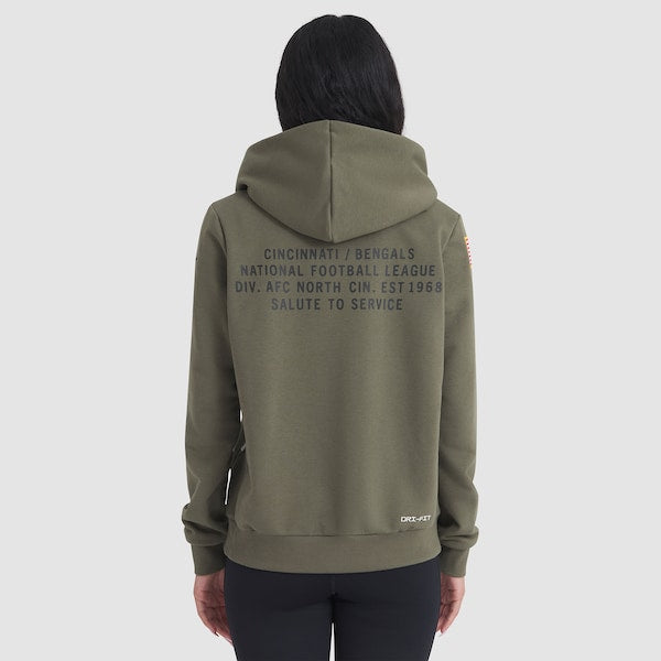 Cincinnati Bengals Nike Women's 2025 Salute to Service Sideline Standard Issue Dri-FIT Hoodie - Olive - Image 2