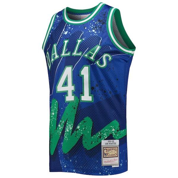 Dirk Nowitzki Dallas Mavericks Hardwood Classics 1998/99 Hyper Hoops Swingman Jersey - Blue - Image 2