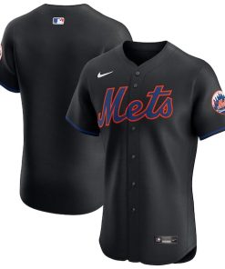New York Mets Nike Alternate Vapor Premier Elite Patch Jersey - Black
