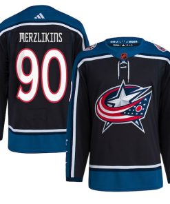 Elvis Merzlikins Columbus Blue Jackets adidas Reverse Retro 2.0 Authentic Player Jersey - Black