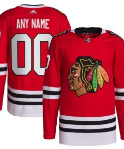 Chicago Blackhawks adidas  Home  Primegreen Authentic Custom Jersey - Red
