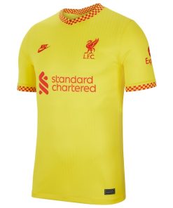 Alternative view of Liverpool Nike 2021/22 Third Breathe Stadium Custom Jersey - Yellow