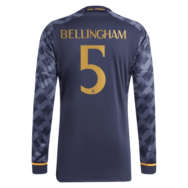 Jude Bellingham Los Merengues adidas 2023/24 Away Long Sleeve Replica Player Jersey - Navy/White - Image 4
