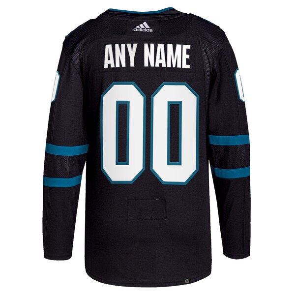 San Jose Sharks adidas Alternate Primegreen Authentic Custom Jersey - Black - Image 3