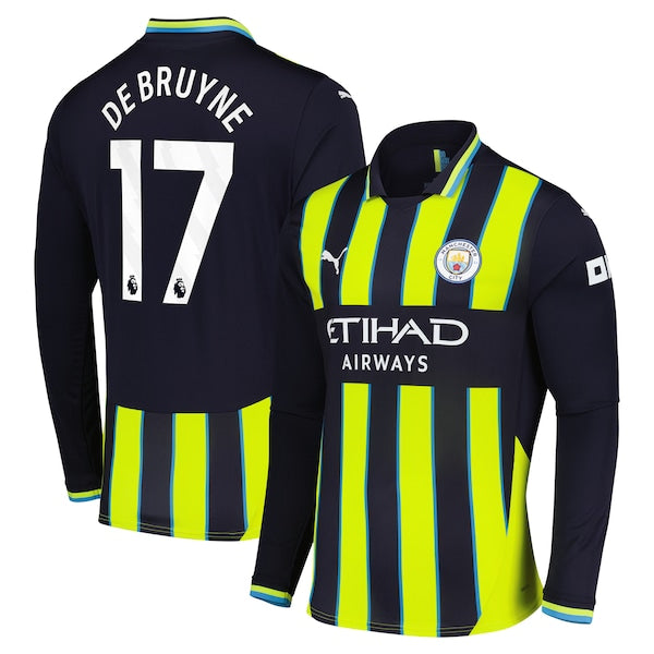 Kevin De Bruyne Manchester City Puma 2024/25 Away Replica Long Sleeve Player Jersey - Navy - Image 2
