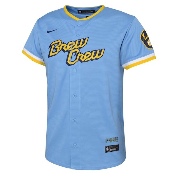 Christian Yelich Milwaukee Brewers Nike Preschool 2022 City Connect Replica Player Jersey - Powder Blue - Image 2