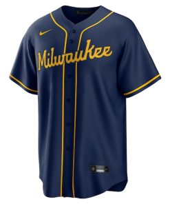 Alternative view of Jackson Chourio Milwaukee Brewers Nike Alternate 2 Replica Jersey - Navy