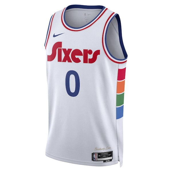 Tyrese Maxey Philadelphia 76ers Nike Unisex 2024/25 Swingman Player Jersey - City Edition - White - Image 2