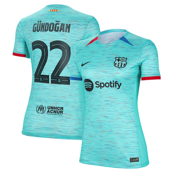 Ilkay G¨¹ndogan Barcelona Nike Women's 2023/24 Third Replica Jersey - Aqua