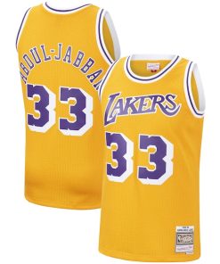 Alternative view of Kareem Abdul-Jabbar Los Angeles Lakers  Hardwood Classics Swingman Jersey - Gold/Purple