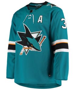 Alternative view of Logan Couture San Jose Sharks adidas Home Authentic Alternate Captain Player Jersey - Teal