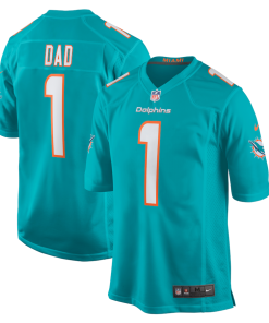 Number 1 Dad Miami Dolphins Nike Game Jersey - Aqua