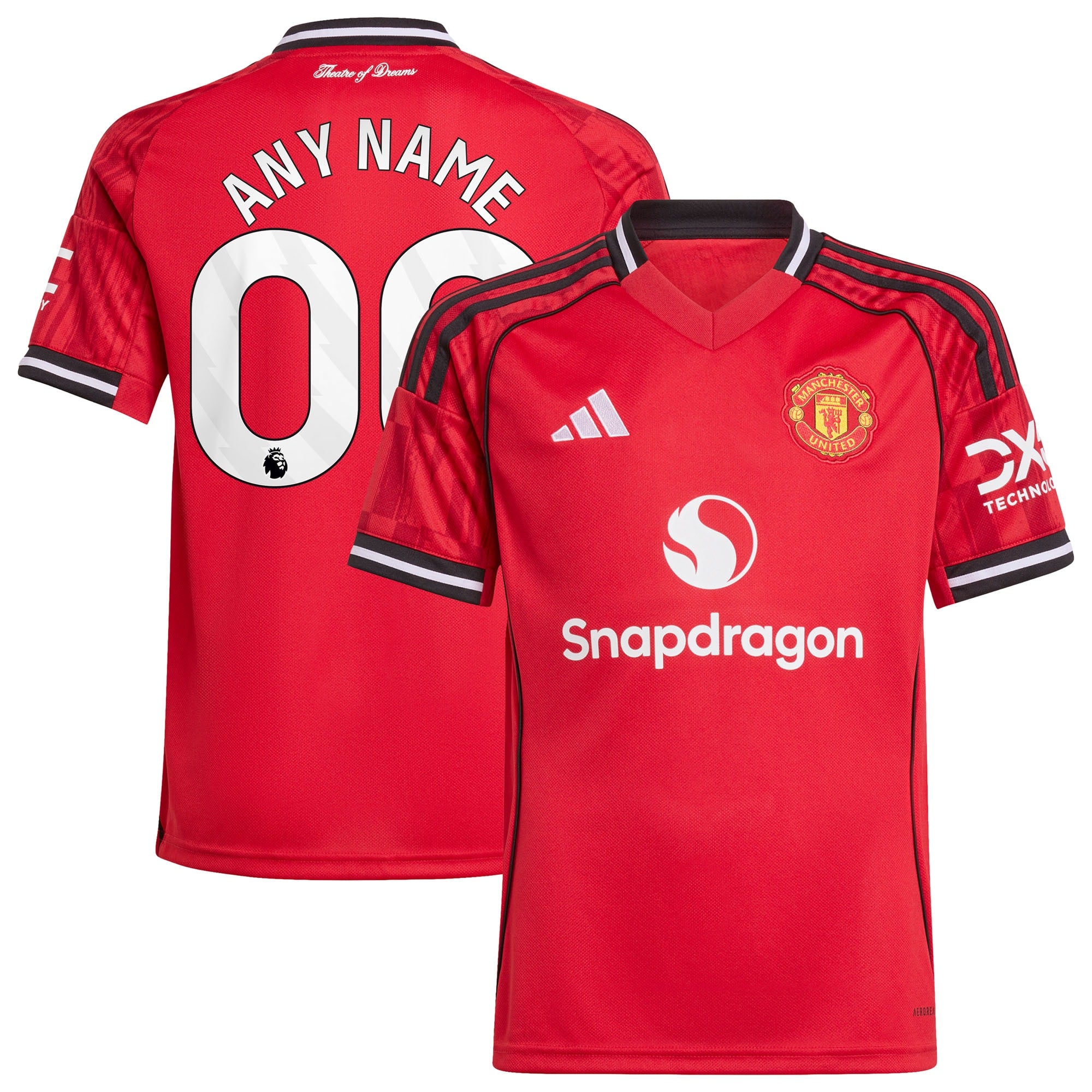 Manchester United adidas Youth 2025/26 Third Replica Custom Jersey - Black/White/Red - Image 5