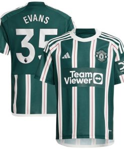 Jonny Evans Manchester United adidas Youth 2023/24 Away Replica Player Jersey?¨C Green