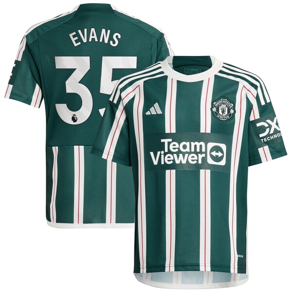 Jonny Evans Manchester United adidas Youth 2023/24 Away Replica Player Jersey?ยจC Green