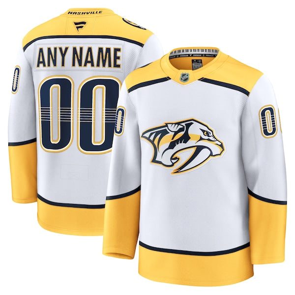 Nashville Predators Away Premium Custom Jersey - White/Gold