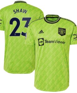 Luke Shaw Manchester United adidas 2022/23 Third Authentic Player Jersey - Neon Green