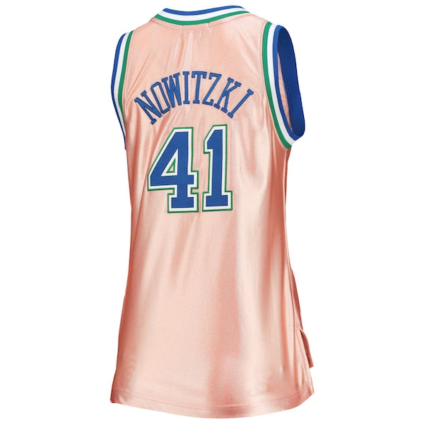 Dirk Nowitzki Dallas Mavericks Women's 75th Anniversary Rose Gold 1998 Swingman Jersey - Pink - Image 4