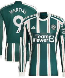 Anthony Martial Manchester United adidas 2023/24 Away Long Sleeve Replica Player Jersey - Green/Red