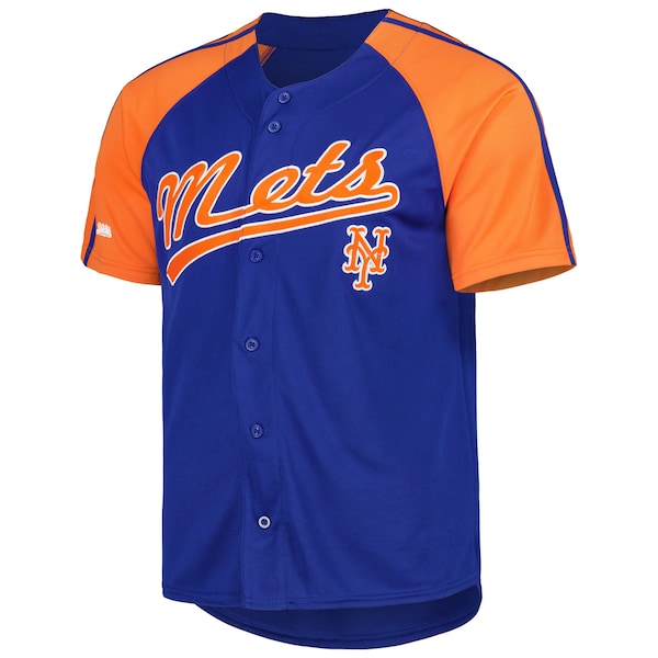 New York Mets Stitches Button-Down Raglan Fashion Jersey - Royal - Image 2