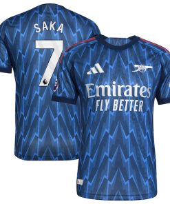 Bukayo Saka Arsenal adidas 2025/26 Away Authentic Player Jersey - Blue/Red