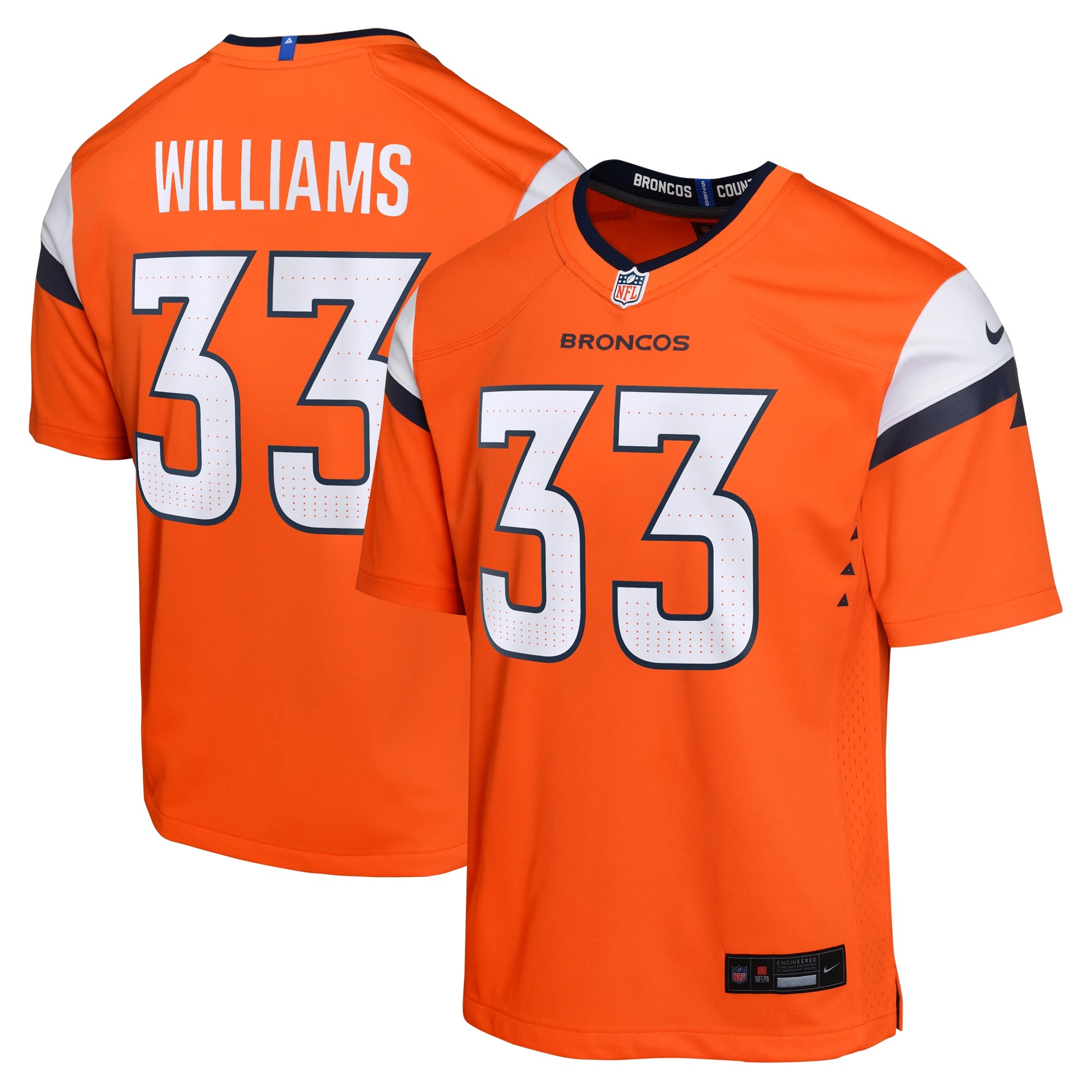 Javonte Williams Denver Broncos Nike Youth Alternate Game Jersey - Navy/Orange - Image 5