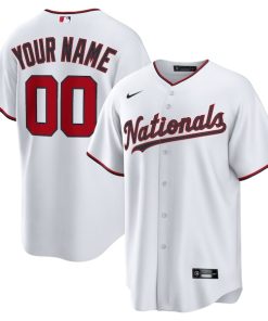 Alternative view of Washington Nationals Nike Home Custom Replica Jersey - White/Navy