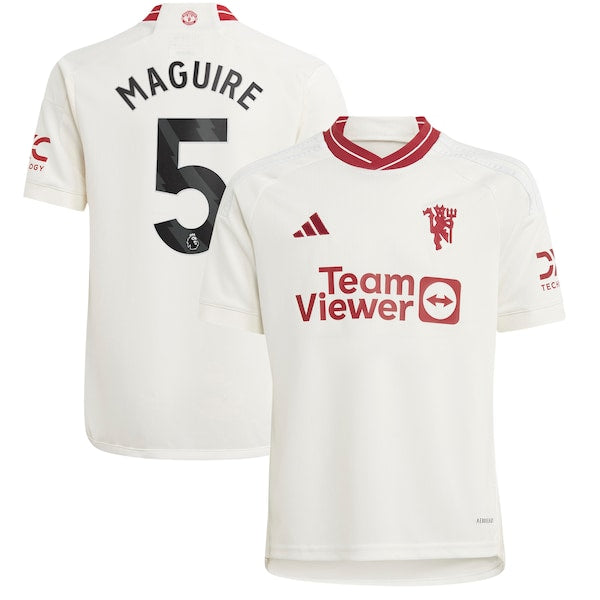 Harry Maguire Manchester United adidas Youth 2023/24 Third Replica Player Jersey - White/Green - Image 2
