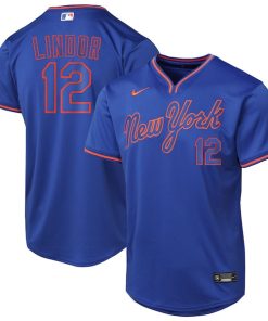 Alternative view of Francisco Lindor New York Mets Nike Youth Alternate Limited Player Jersey - Royal/Gray