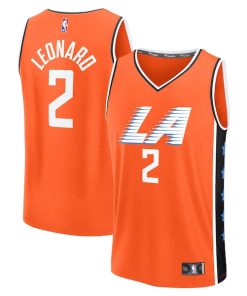 Kawhi Leonard LA Clippers  Youth 2025/26 City Edition Fast Break Jersey - Orange
