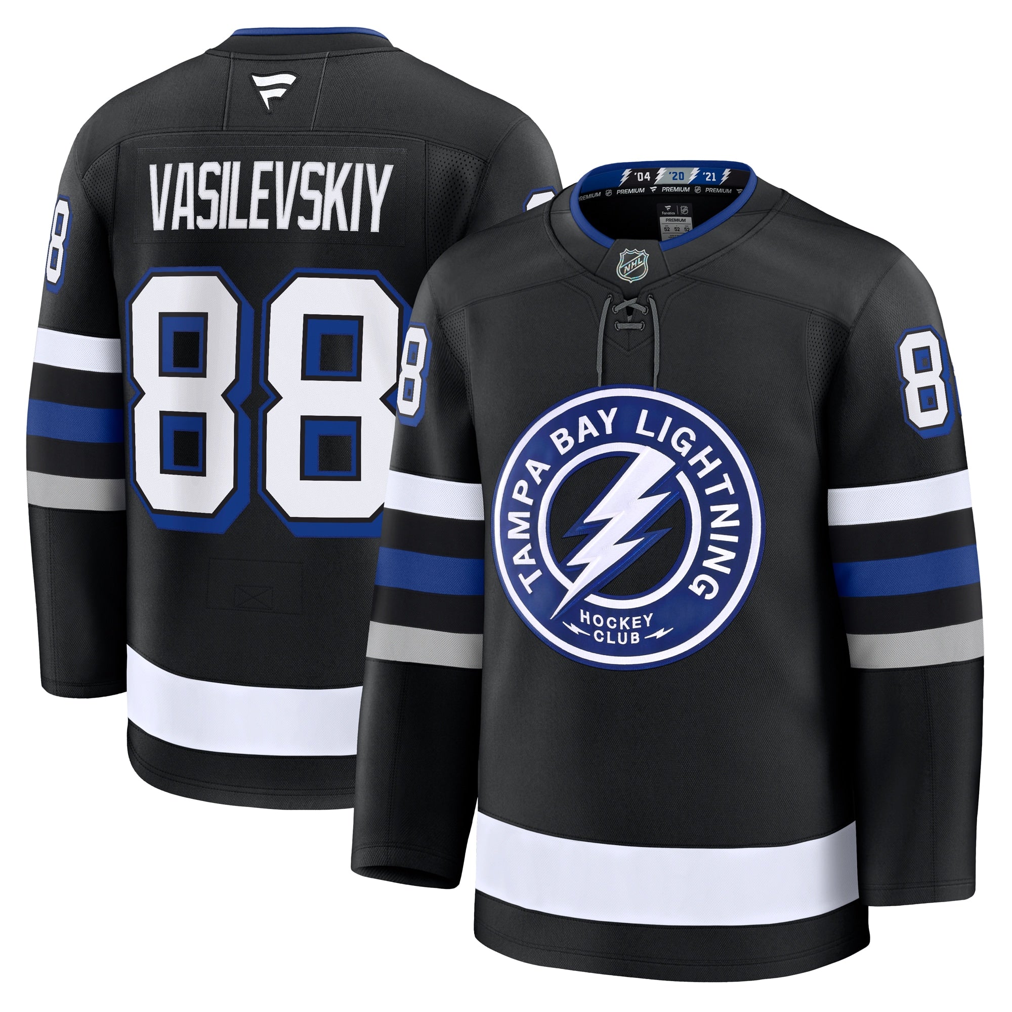 Andrei Vasilevskiy Tampa Bay Lightning Away Premium Jersey - White/Black/Blue - Image 7