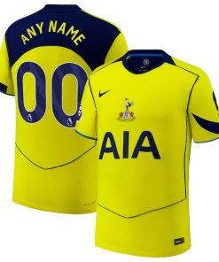 Tottenham Hotspur Nike 2025/26 Third Authentic Custom Jersey - Yellow/White