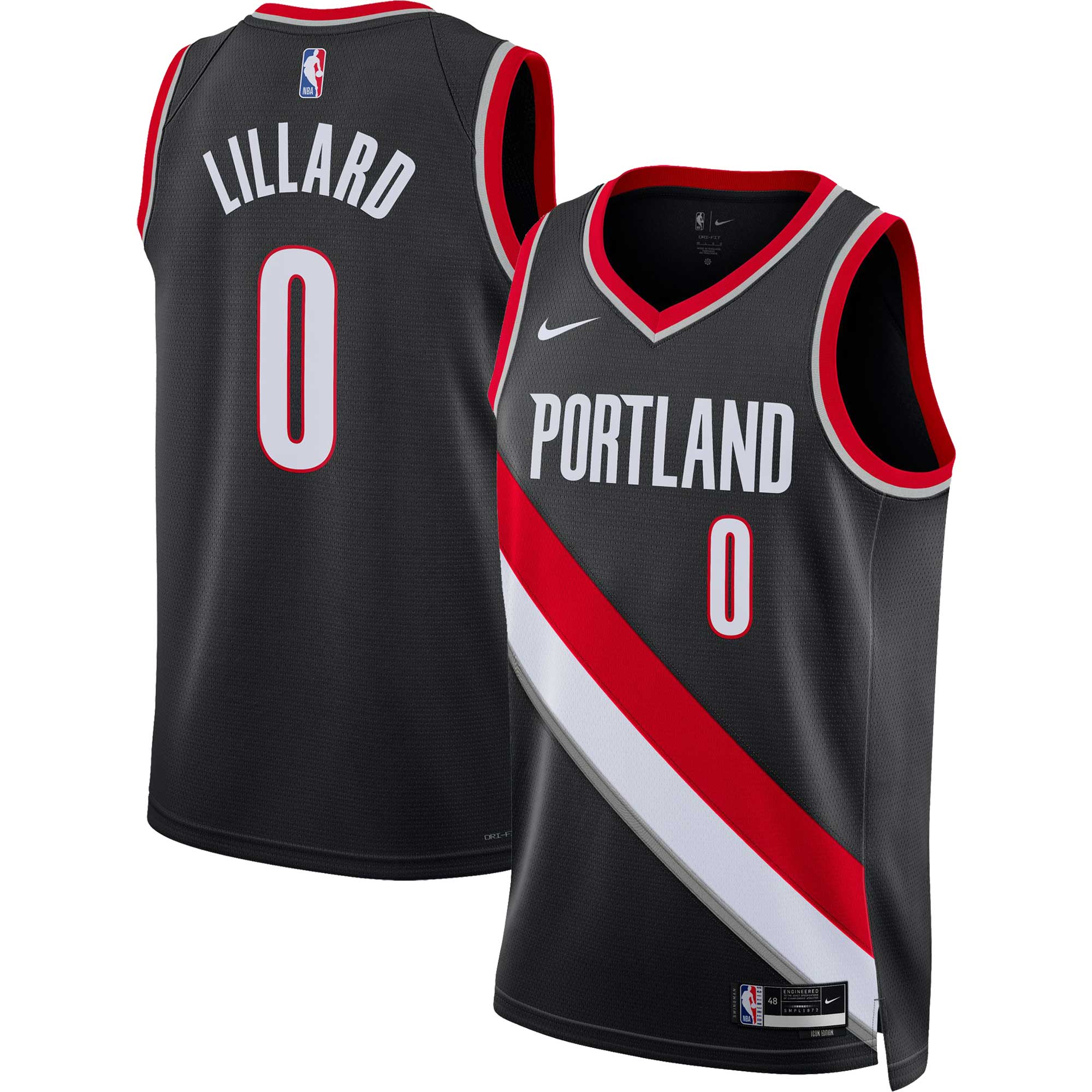 Damian Lillard Portland Trail Blazers Nike Unisex Swingman Jersey - Association Edition - White/Black - Image 6