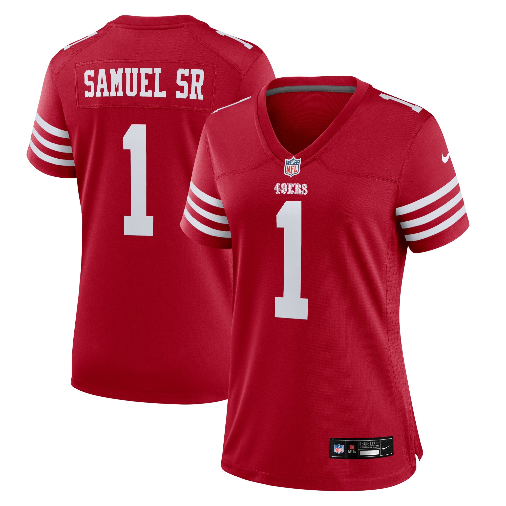 Deebo Samuel Sr San Francisco 49ers Nike Women's Game Jersey - White/Scarlet - Image 5