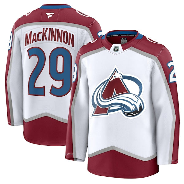 Nathan MacKinnon Colorado Avalanche Away Premium Jersey - White/Navy/Burgundy - Image 8