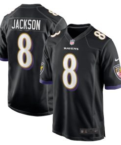 Alternative view of Lamar Jackson Baltimore Ravens Nike Alternate Game Jersey -  Black/White