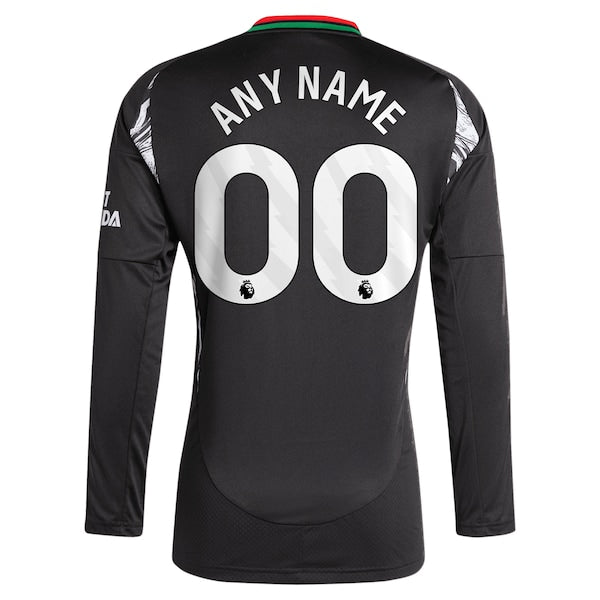 Arsenal adidas 2024/25 Away Replica Long Sleeve Custom Jersey - Black - Image 4