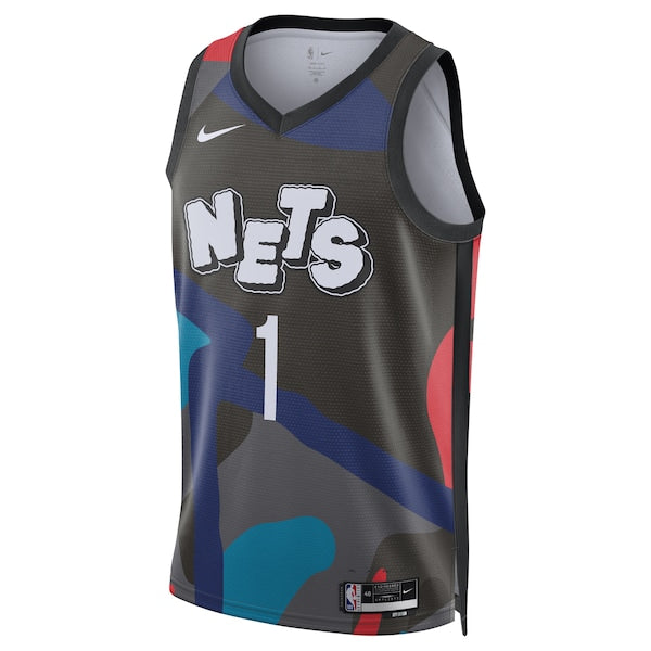 Mikal Bridges Brooklyn Nets Nike Unisex 2023/24 Swingman Jersey - Black - City Edition - Image 2