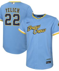 Christian Yelich Milwaukee Brewers Nike Youth 2022 City Connect Replica Player Jersey - Powder Blue