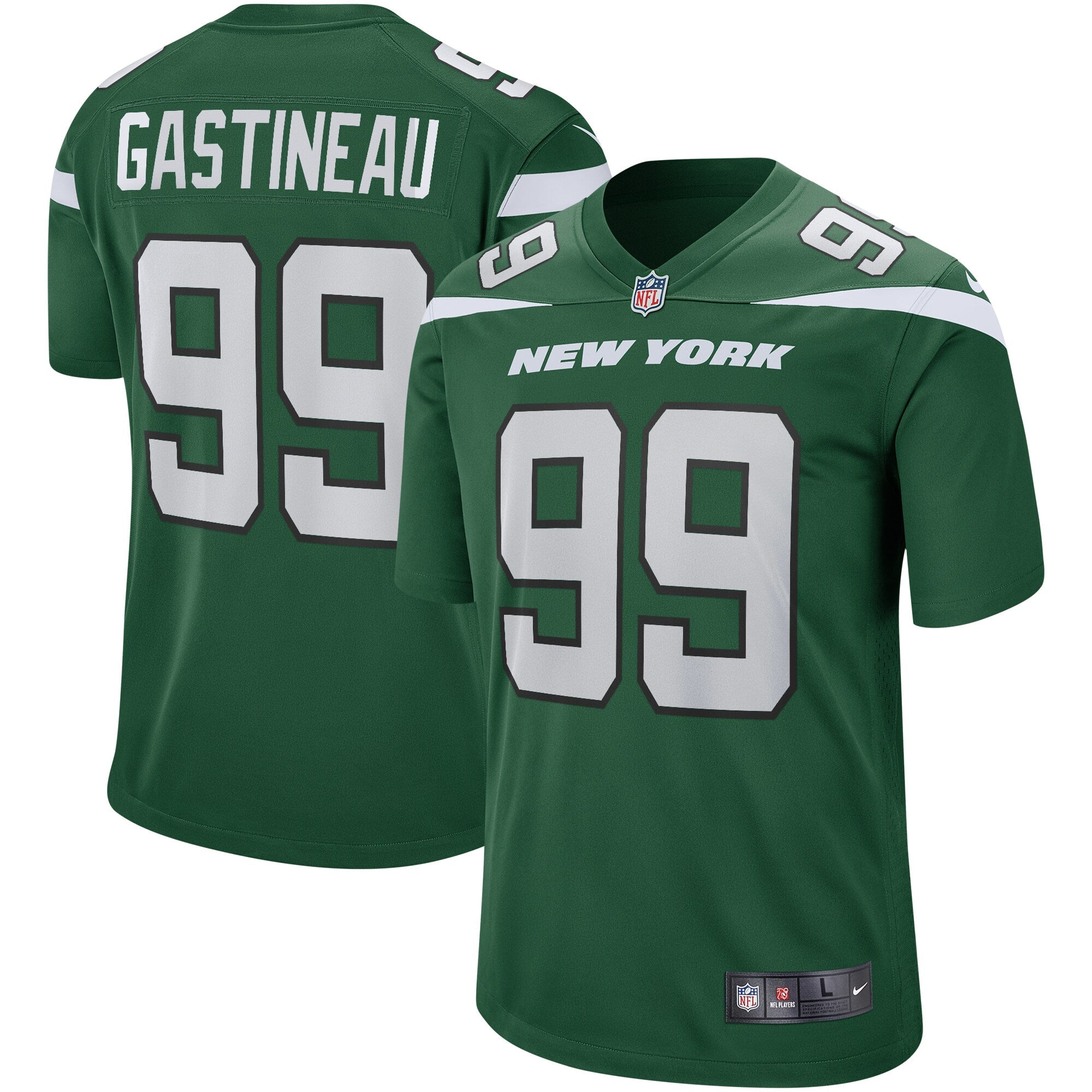 Mark Gastineau New York Jets Nike Legacy Retired Player Game Jersey - White/Green - Image 5