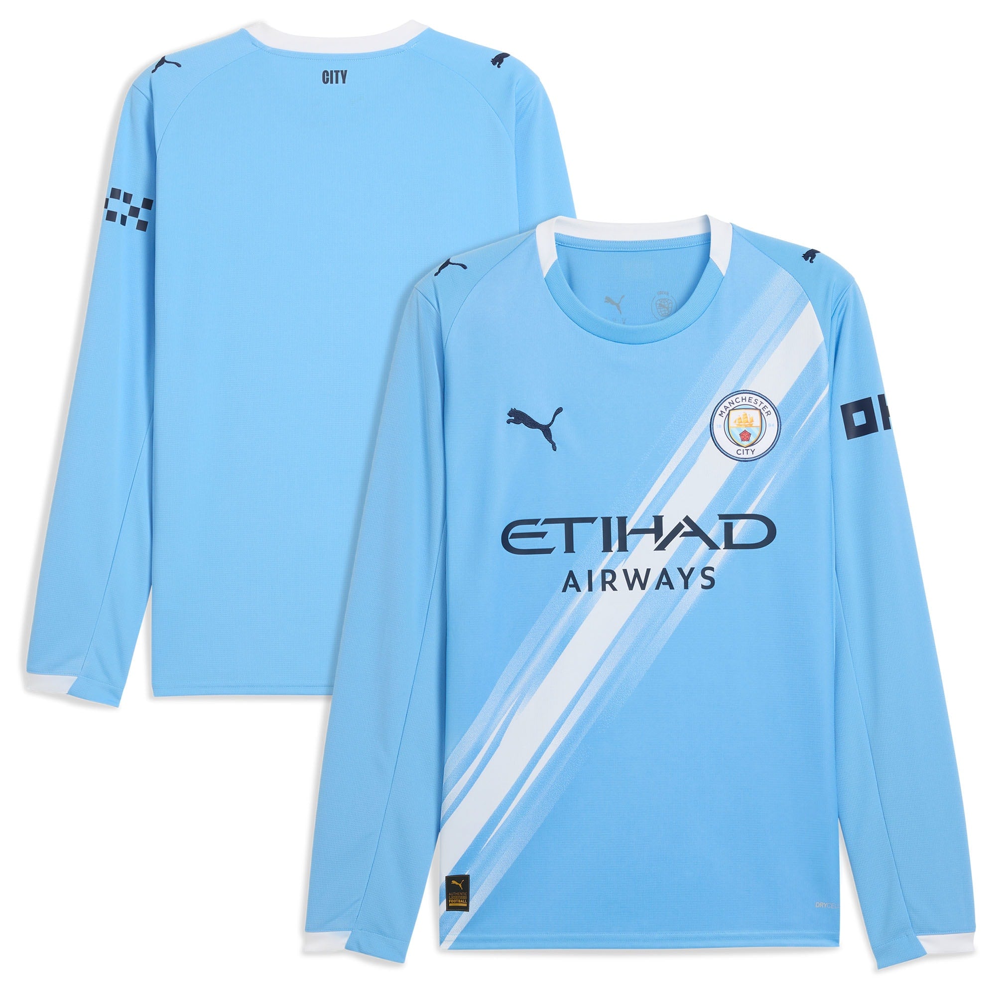 Manchester City Puma 2025/26 Away Replica Long Sleeve Jersey - Black/Light Blue - Image 6