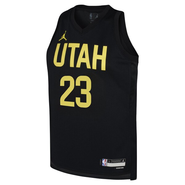 Lauri Markkanen Utah Jazz Jordan Brand Youth Swingman Jersey - Statement Edition - Black - Image 2