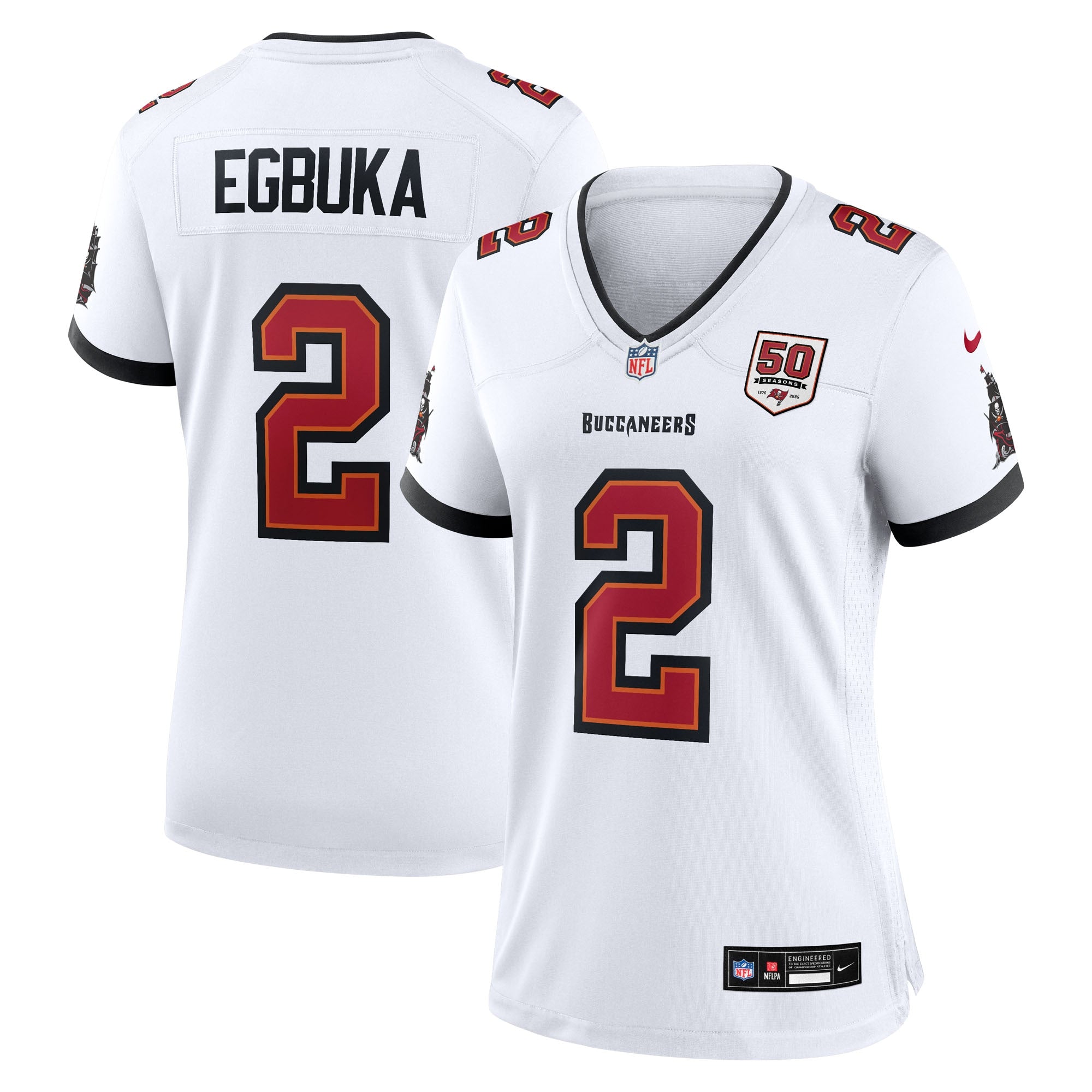 Emeka Egbuka Tampa Bay Buccaneers Nike Women's Team 50th Season Game Jersey - Red/White - Image 5