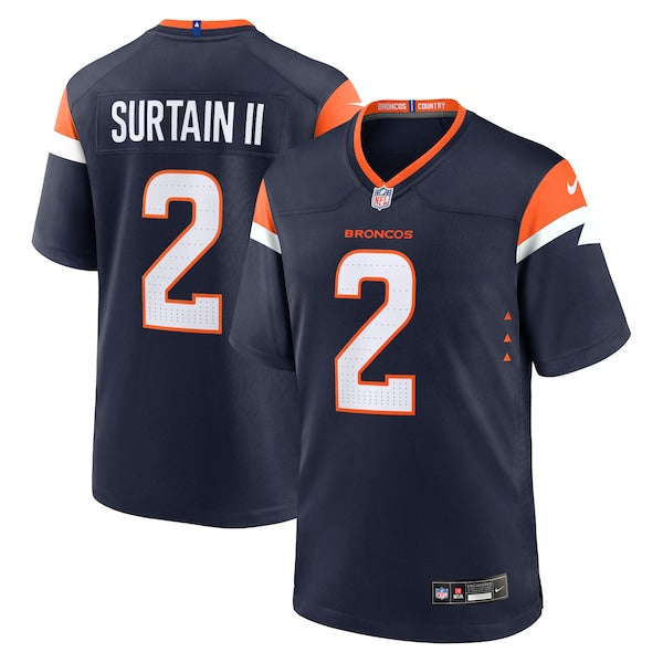 Patrick Surtain II Denver Broncos Nike Alternate Game Jersey - Navy/Orange/White - Image 2