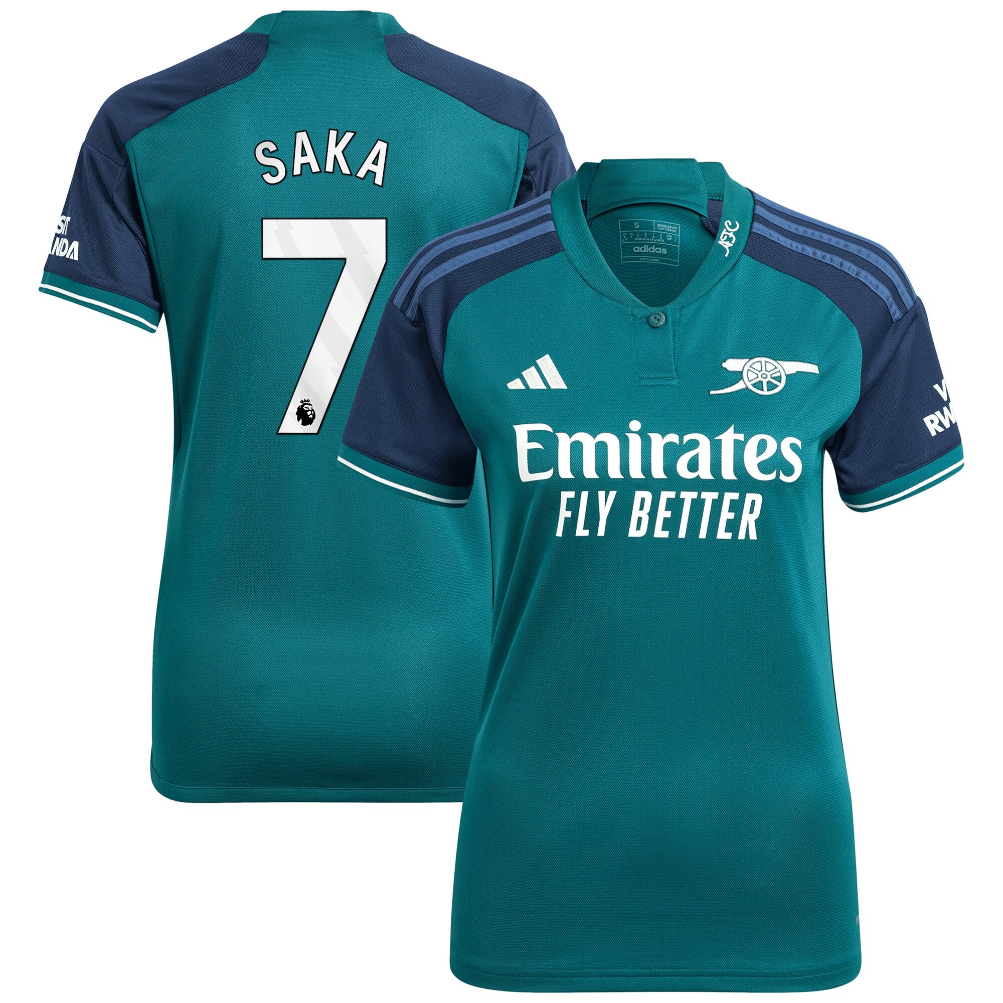 Bukayo Saka Arsenal adidas Women's 2023/24 Home Replica Player Jersey - Red/Green/Yellow - Image 7