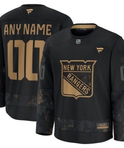 New York Rangers  2024 Military Appreciation Personalized Long Sleeve Practice Jersey - Black