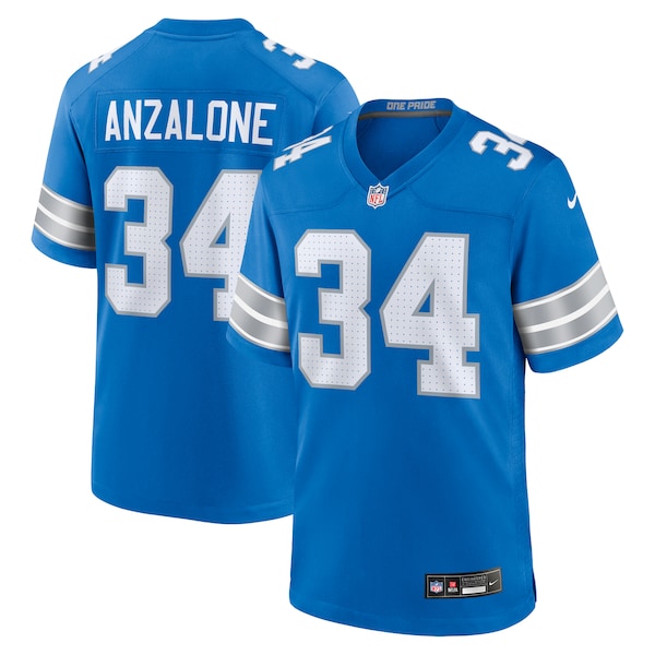 Alex Anzalone Detroit Lions Nike Game Jersey - Blue/Black - Image 2