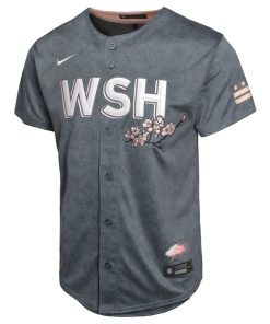 Alternative view of C.J. Abrams Washington Nationals Nike Youth City Connect Limited Player Jersey - Charcoal